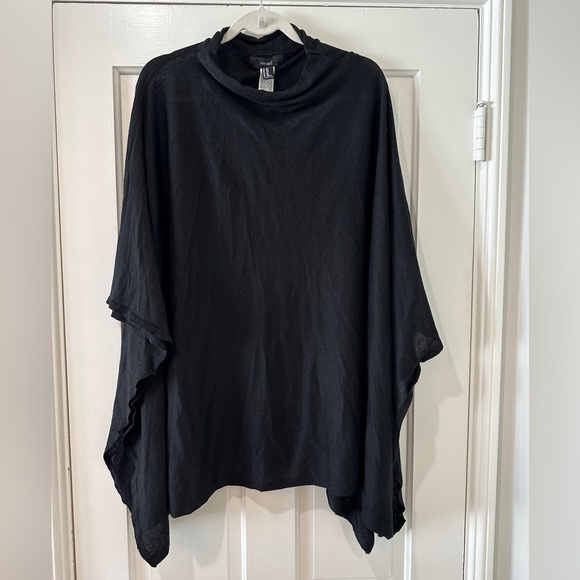 Forever 21 black crown neck slip over head poncho shawl wrap kaftan - Picture 3 of 8